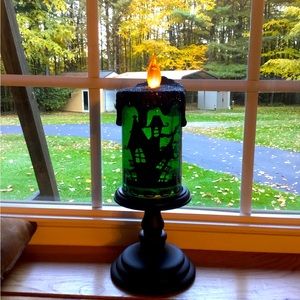 Halloween Green Haunted House Candle